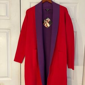 IMAN Women's Vibrant Red and Purple Blazer